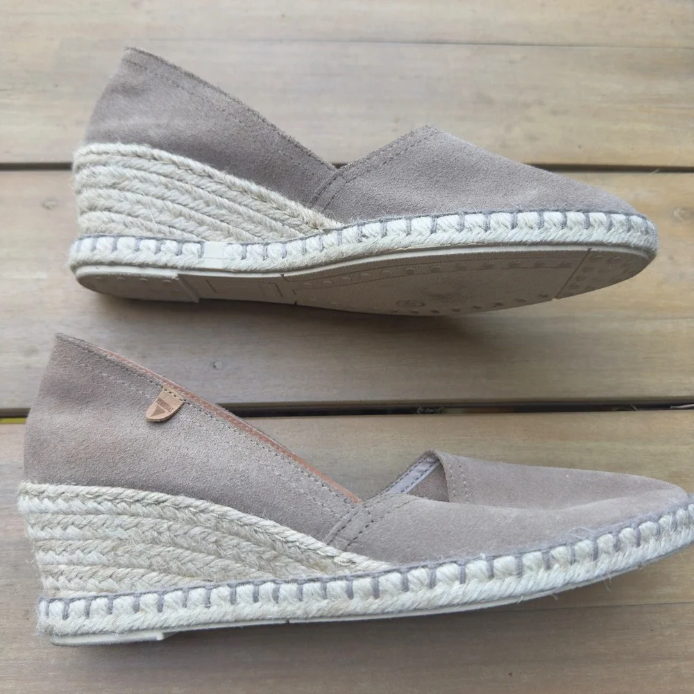 Verbenas Gaudi Taupe Suede Espadrille Wedges Made in Spain Womens 40 EU 9 US